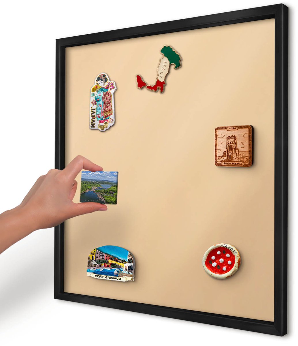 Artprintcave Romig Magneetbord mit Zwart Frame - 50x50 cm - Romige Harmonie Magneetbord Voor Foto's - Minimalist Memobord Keuken - Achtergronden En Patronen