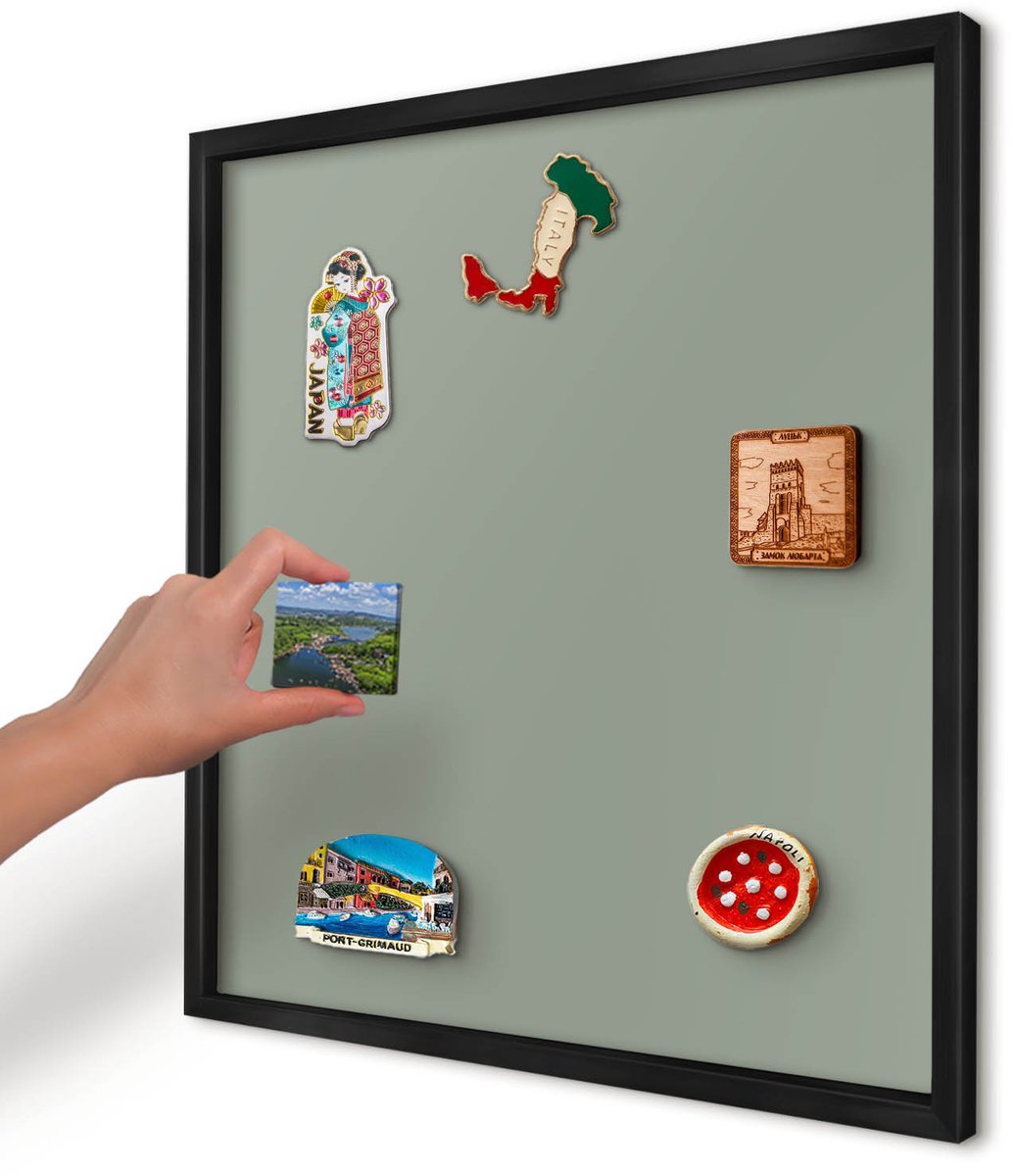 Artprintcave Groente Magneetbord mit Zwart Frame - 50x50 cm - Verstandig Magnetische Organizer - Minimalist Wandbord Magnetisch - Achtergronden En Patronen