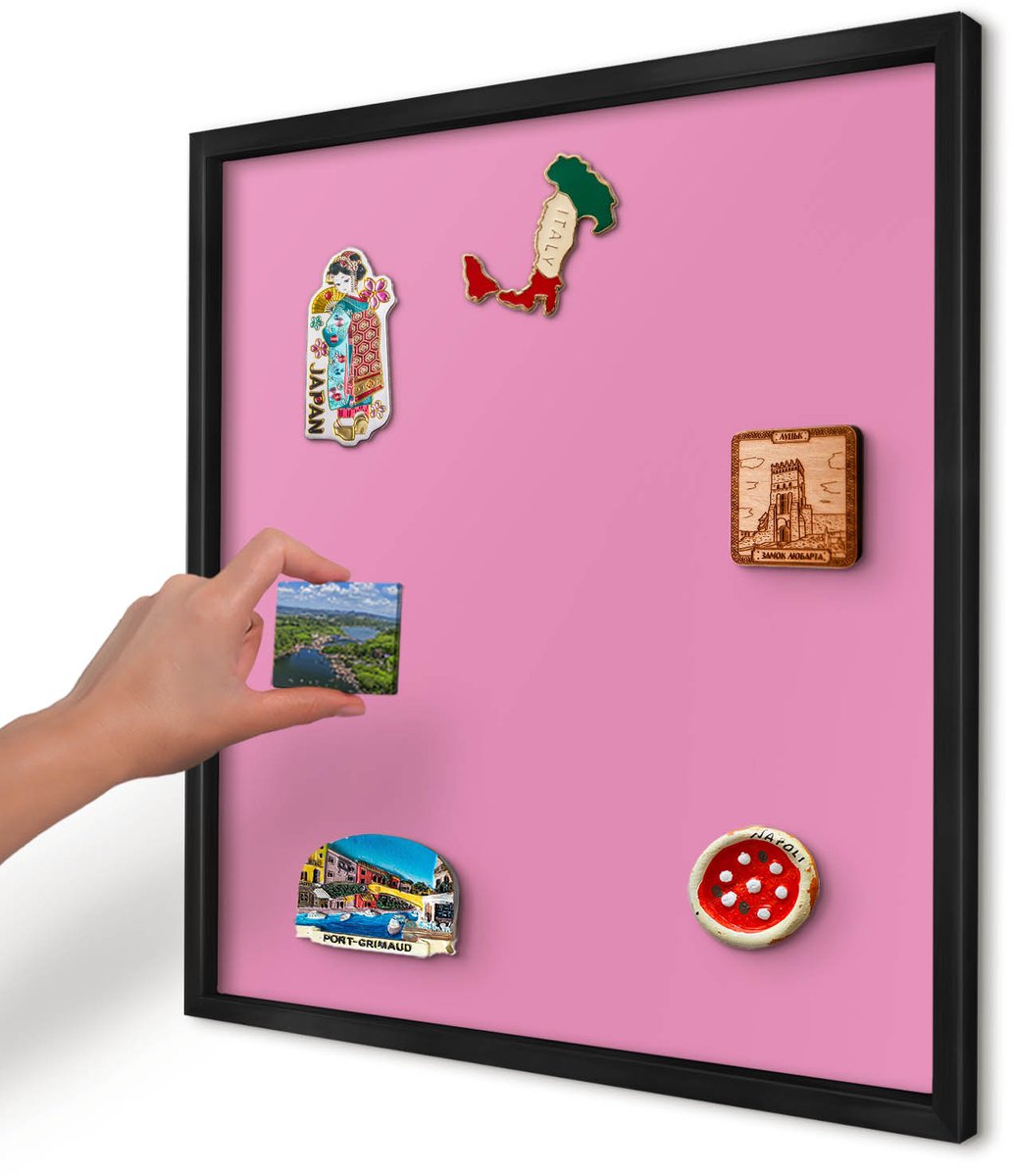 Artprintcave Roze Magneetbord mit Zwart Frame - 50x50 cm - Koel Roze Magneet Bord mit Frame - Minimalist Magneetbord Voor Keuken - Achtergronden En Patronen