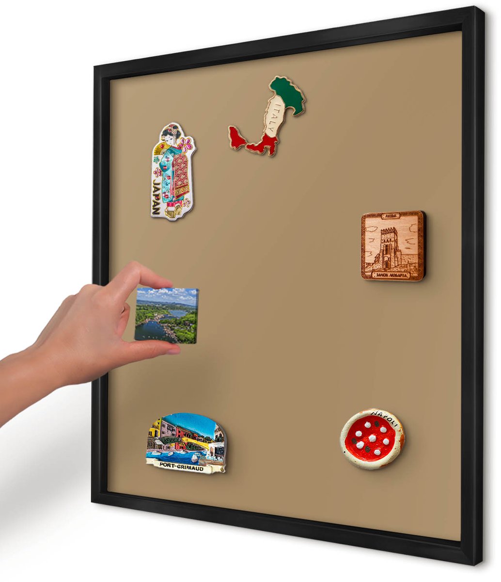 Artprintcave Bruin Magneetbord mit Zwart Frame - 50x50 cm - Bruine Kleur Bord Voor Magneten - Minimalist Notitiebord - Achtergronden En Patronen