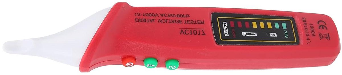 Contactloze Spanningstester - Elektrische Testpen Digitale - Elektrische Tests Uitvoeren - Geluids- en Lichtalarm - AC 12-1000V - Rood