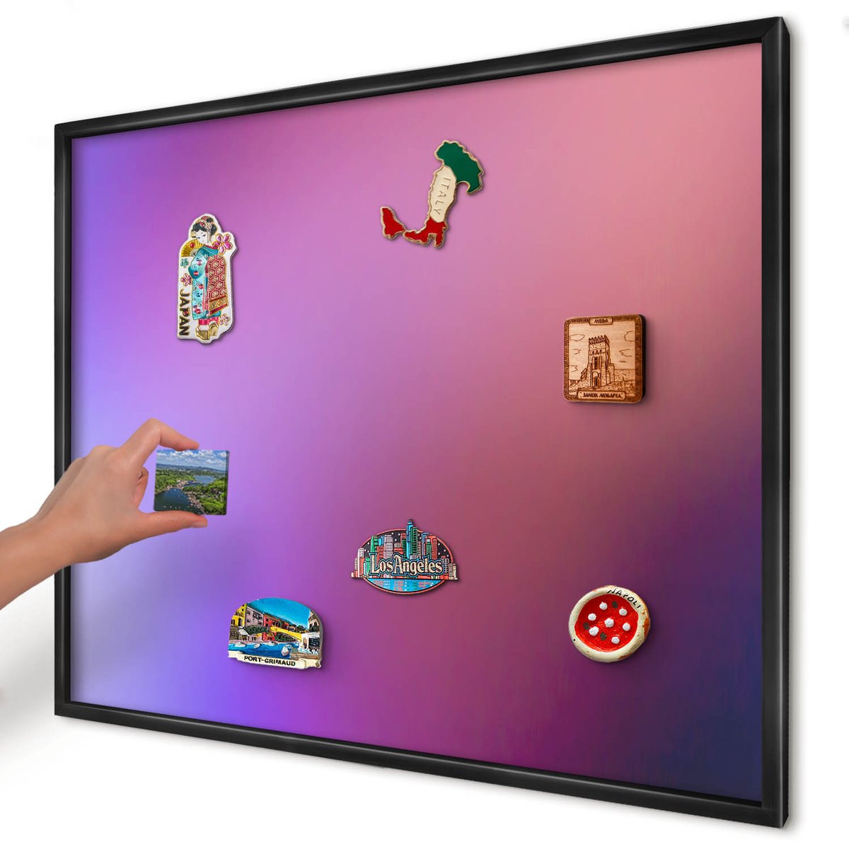 Artprintcave Paars Magneetbord mit Zwart Frame - 80x60 cm - Kleuren Van Harmonie Memobord Keuken - Abstract Magnetische Organizer - Abstractie