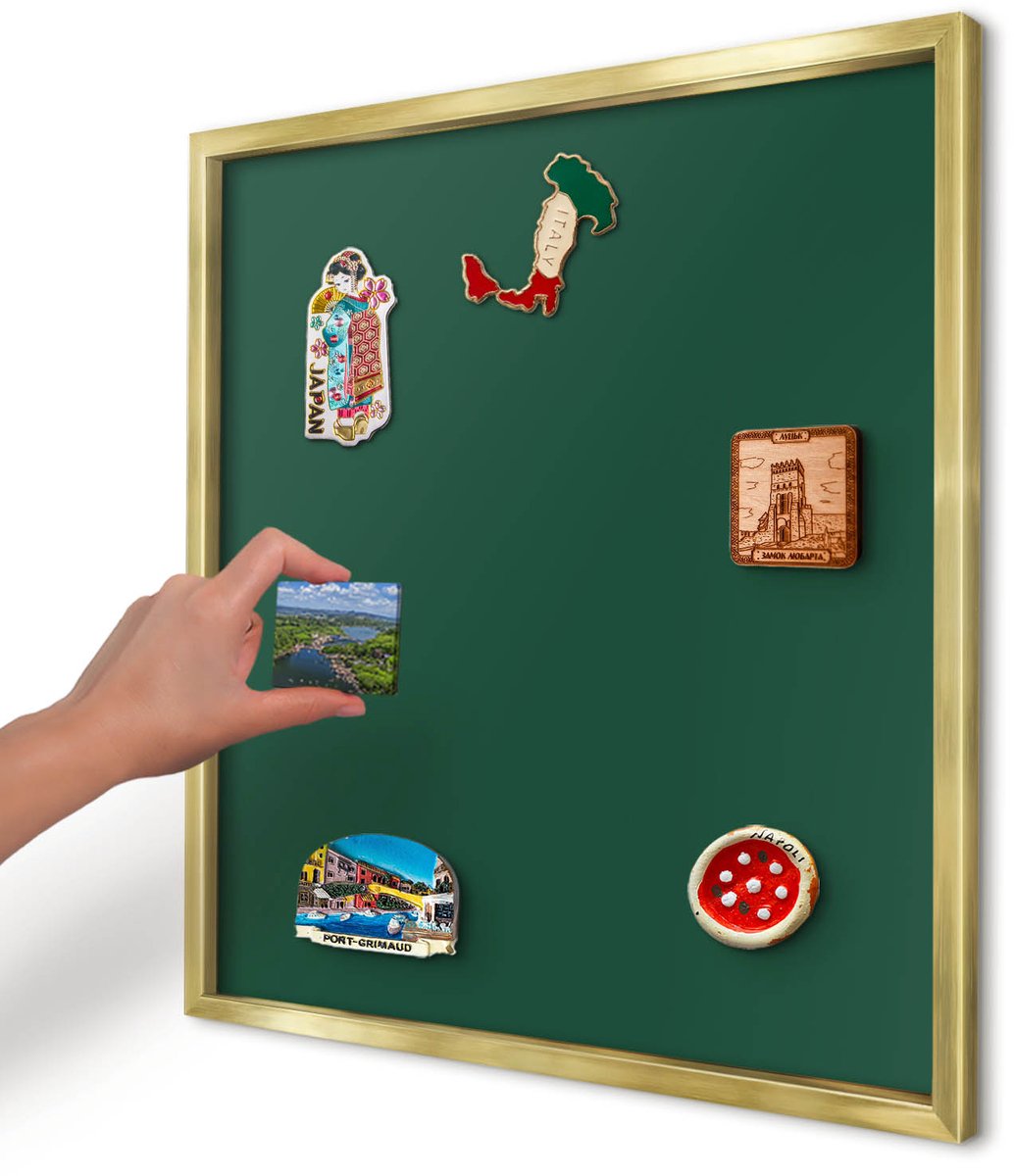 Artprintcave Groente Magneetbord mit Gouden Frame - 50x50 cm - Flesgroen Magnetische Organizer - Minimalist Magnetisch Bord Voor Magneten - Achtergronden En Patronen