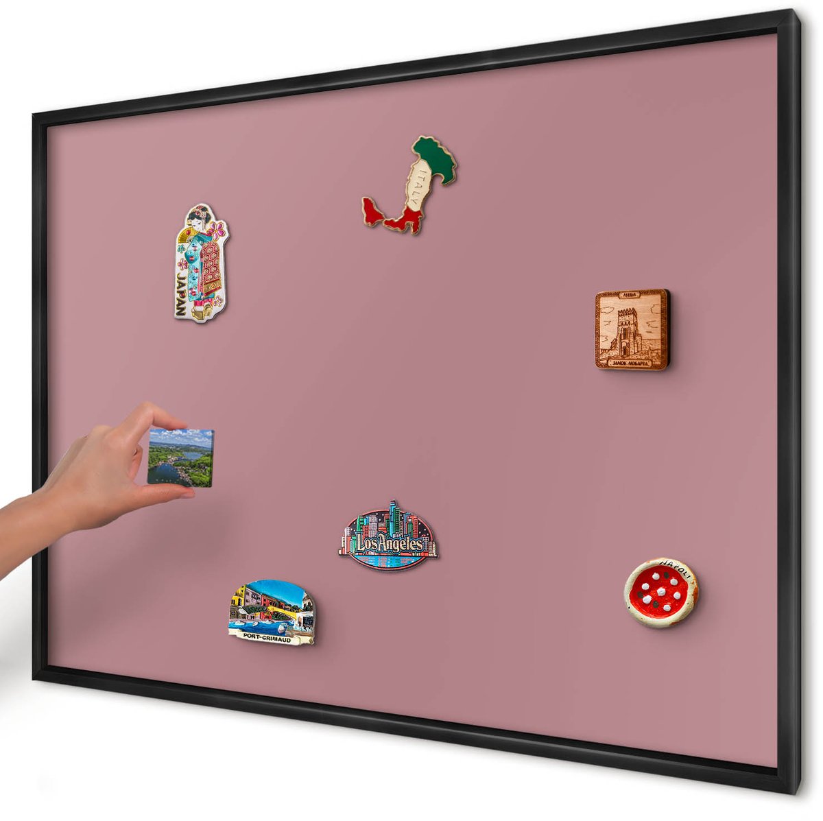 Artprintcave Roze Magneetbord mit Zwart Frame - 100x70 cm - Oudroze Magneetbord Voor Foto's - Minimalist Magneetbord Voor Keuken - Achtergronden En Patronen