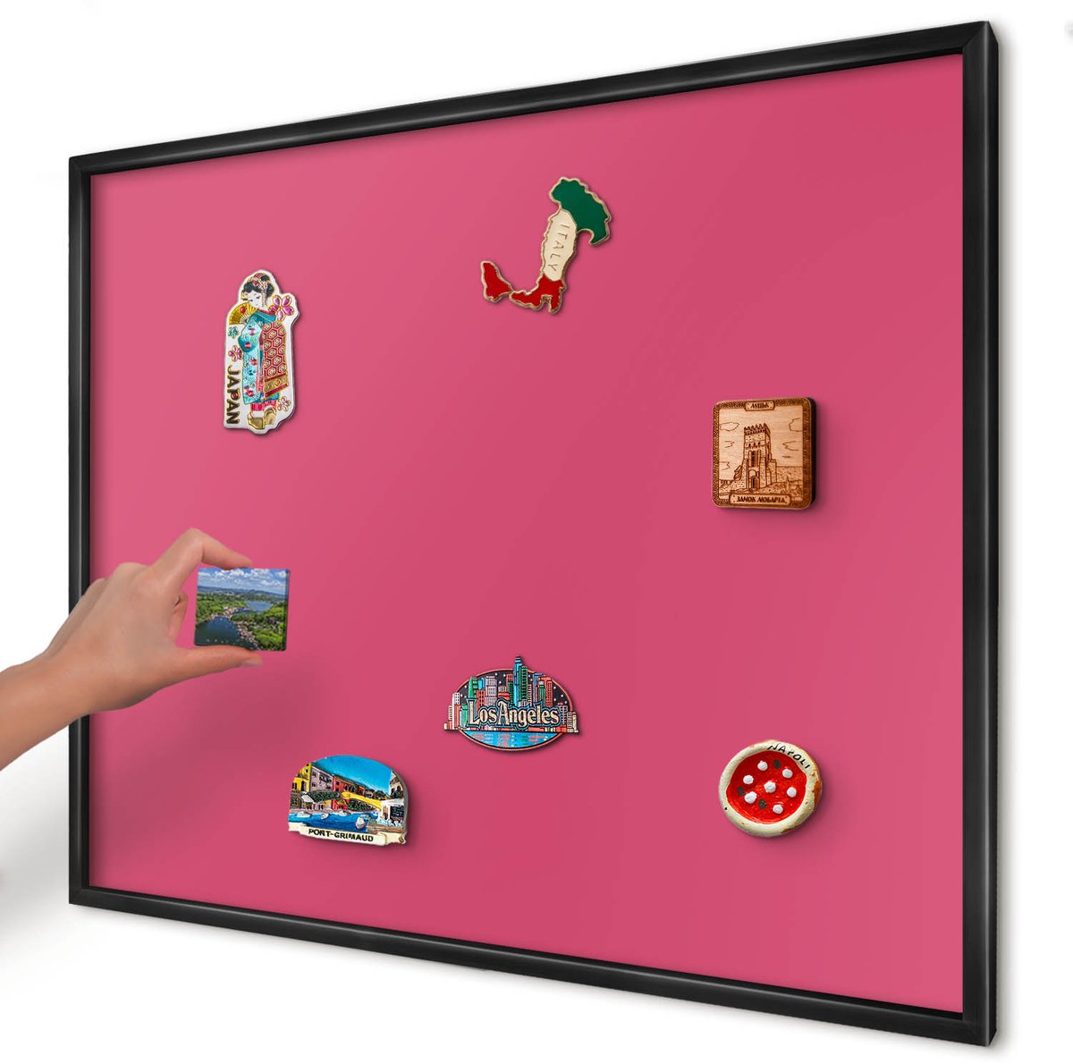Artprintcave Roze Magneetbord mit Zwart Frame - 80x60 cm - Energie Roze Magneet Bord mit Frame - Minimalist Magnetisch Bord - Achtergronden En Patronen
