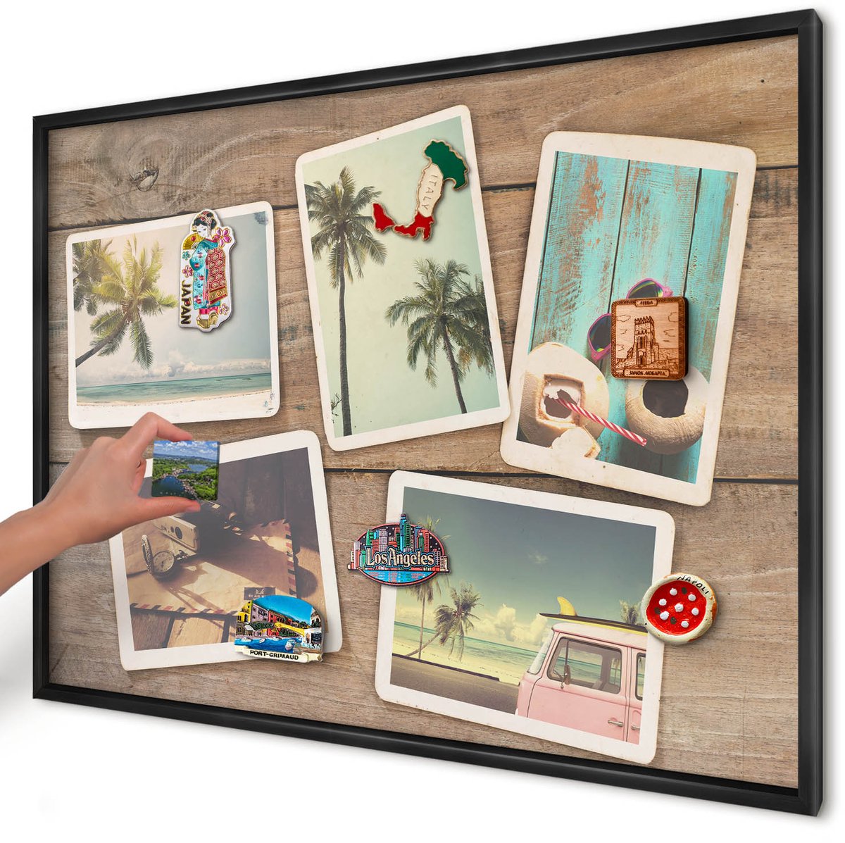 Artprintcave Beige Magneetbord mit Zwart Frame - 100x70 cm - Vakantienostalgie Magnetisch Bord Voor Magneten - Vintage Bord Voor Magneten - Natuur