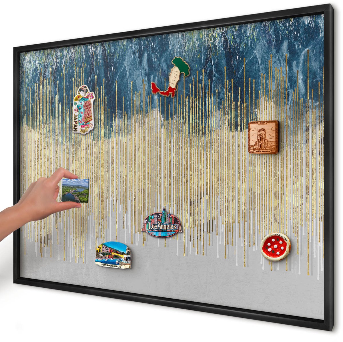 Artprintcave Marine Magneetbord mit Zwart Frame - 100x70 cm - Abstracte Bos Wandbord Magnetisch - Abstract Magneet Bord mit Frame - Abstractie