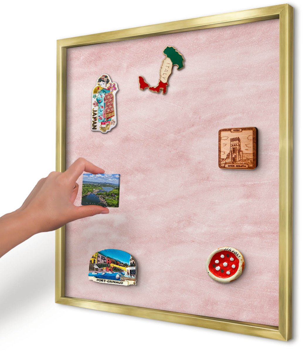 Artprintcave Roze Magneetbord mit Gouden Frame - 50x50 cm - Roze Textuur Magneet Bord mit Frame - Minimalist Memobord Keuken - Achtergronden En Patronen