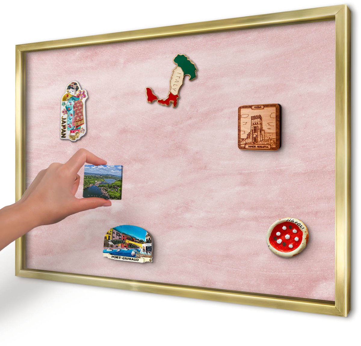 Artprintcave Roze Magneetbord mit Gouden Frame - 60x40 cm - Roze Textuur Magnetisch Bord - Minimalist Wandbord Magnetisch - Achtergronden En Patronen
