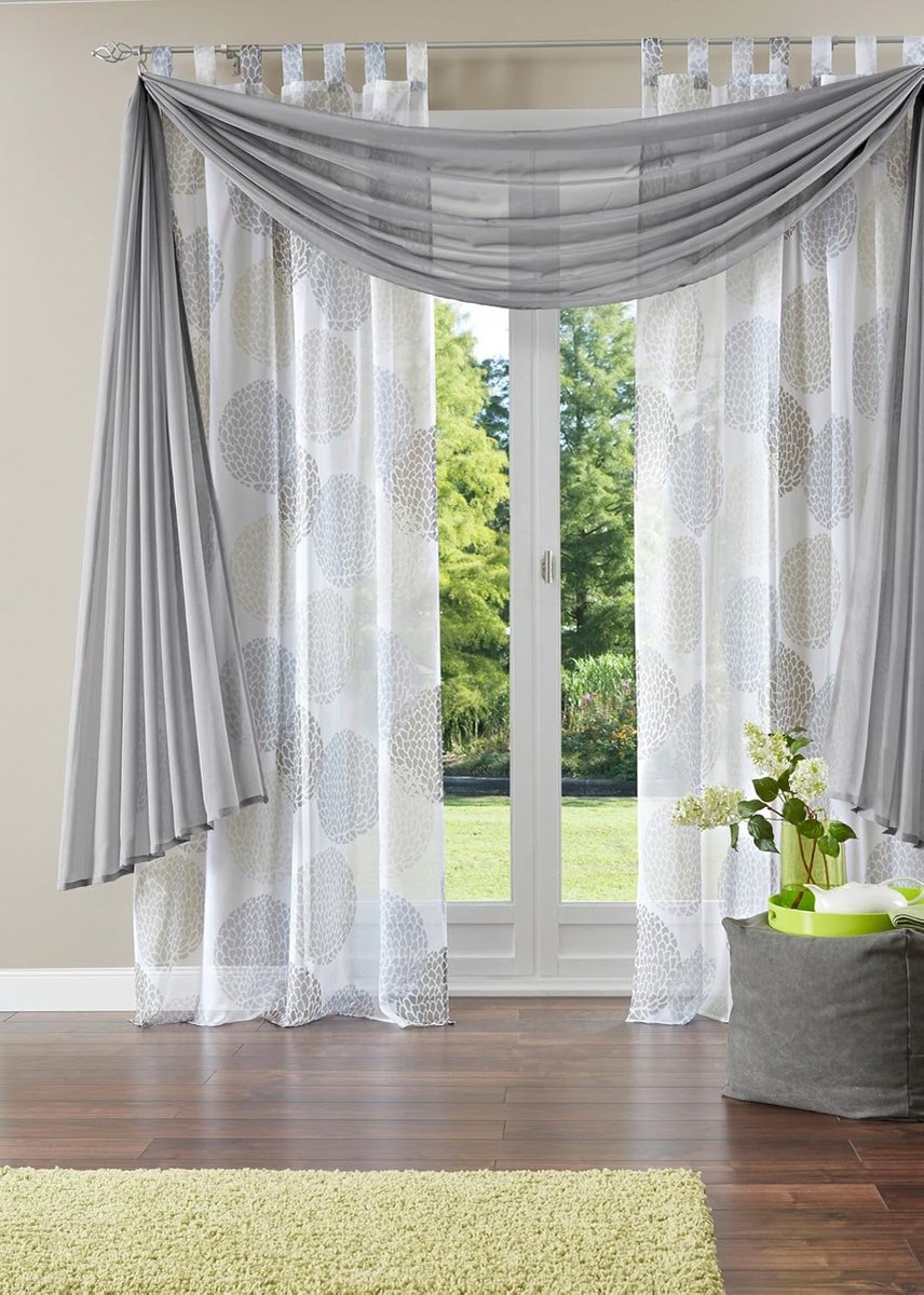 transparant handsfree boog effen dwarsbehang woonkamer gordijnsjaals (BxH 140x400, grijs) 1 stuk