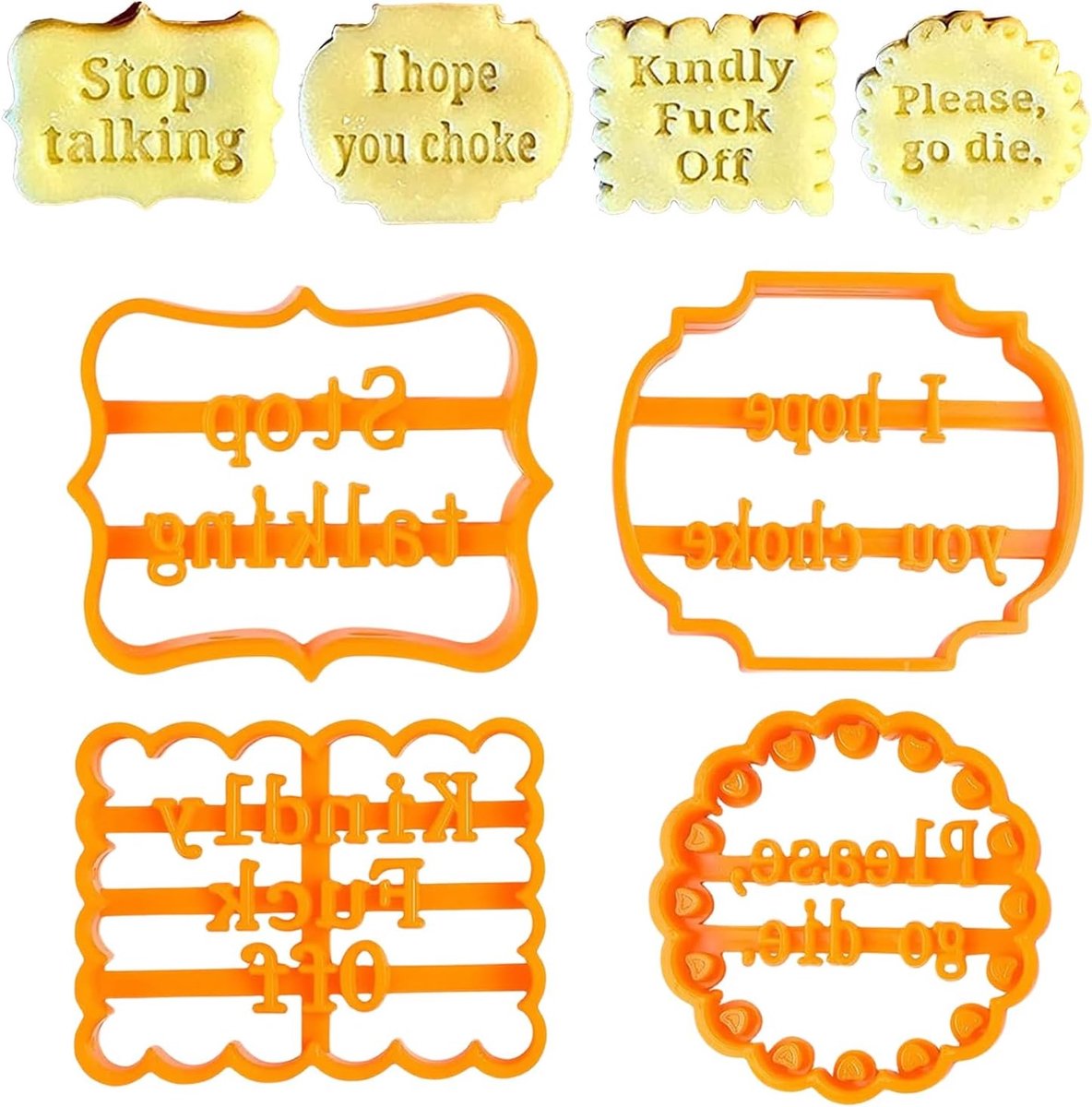 Naughty Proverbs Cookie Cutters Set of 4 Cookie Cutters Round Square Baking Cookie Moulds Funny - ShopVlot