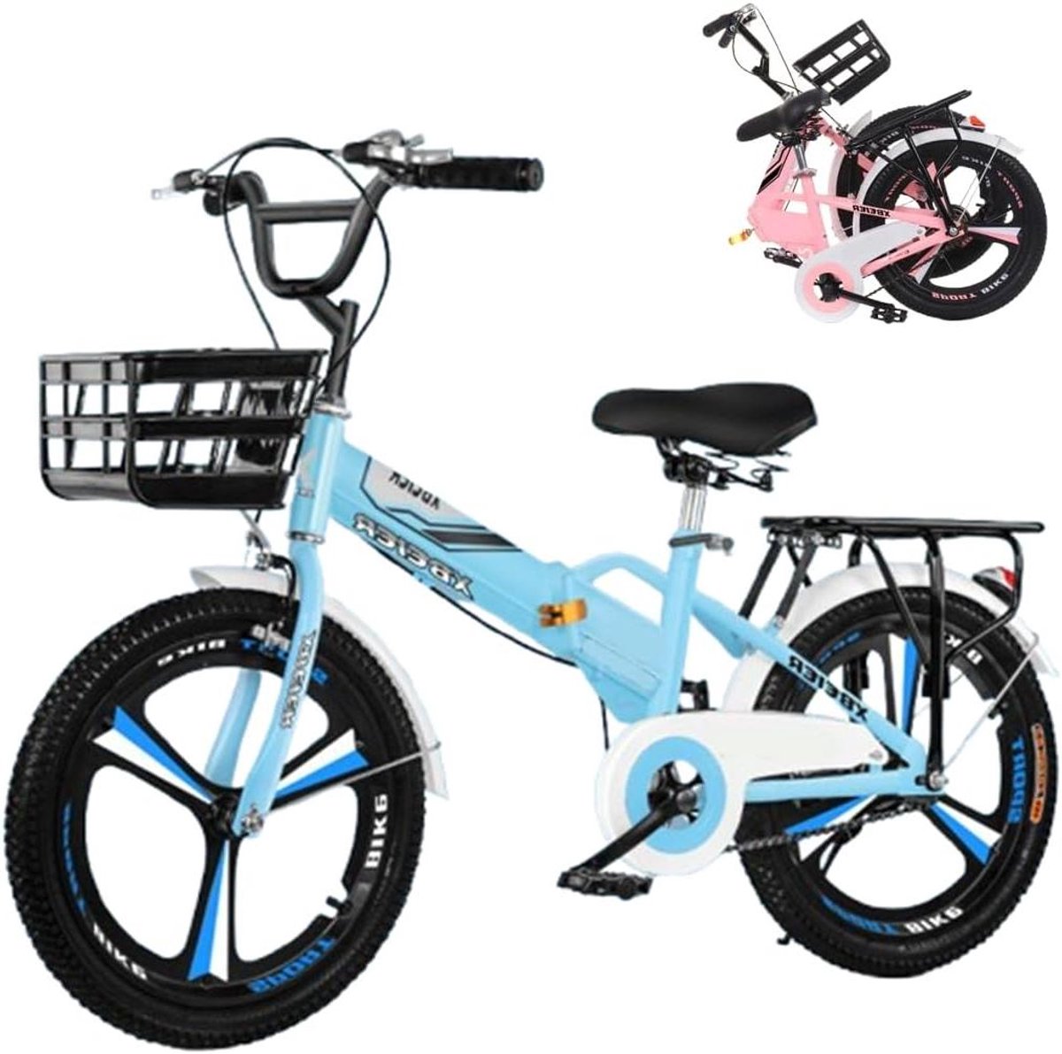 Kinder Vouwfiets Stadsfiets Kinderfiets Schoolritjes Maken Dubbele V-Remmen 20 inch Zwart