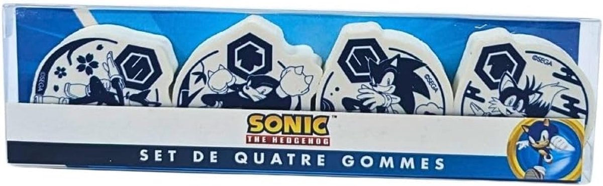 SnelShoppen - Set van 4 Schattige Gummen voor Kinderen - Sonic Eraser - Schoolspullen - Kleurige Tekenmaterialen - Perfect voor Peuters en Kleuters -