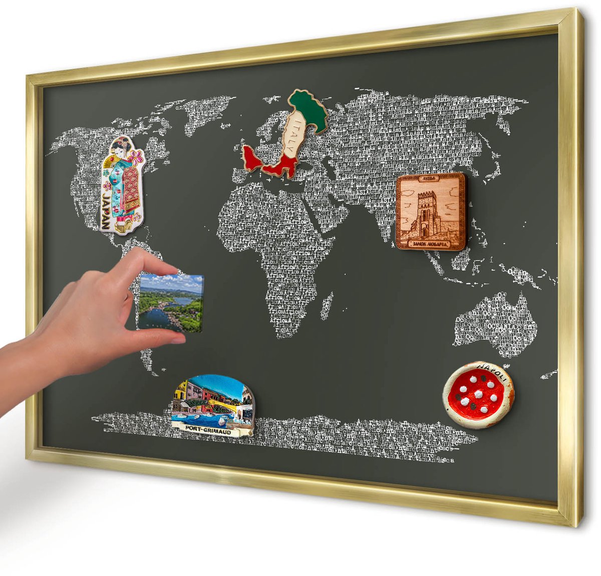 Artprintcave Groente Magneetbord mit Gouden Frame - 60x40 cm - Tekstkaart Magneetbord Voor Keuken - Typografisch Bord Voor Magneten - Kaarten