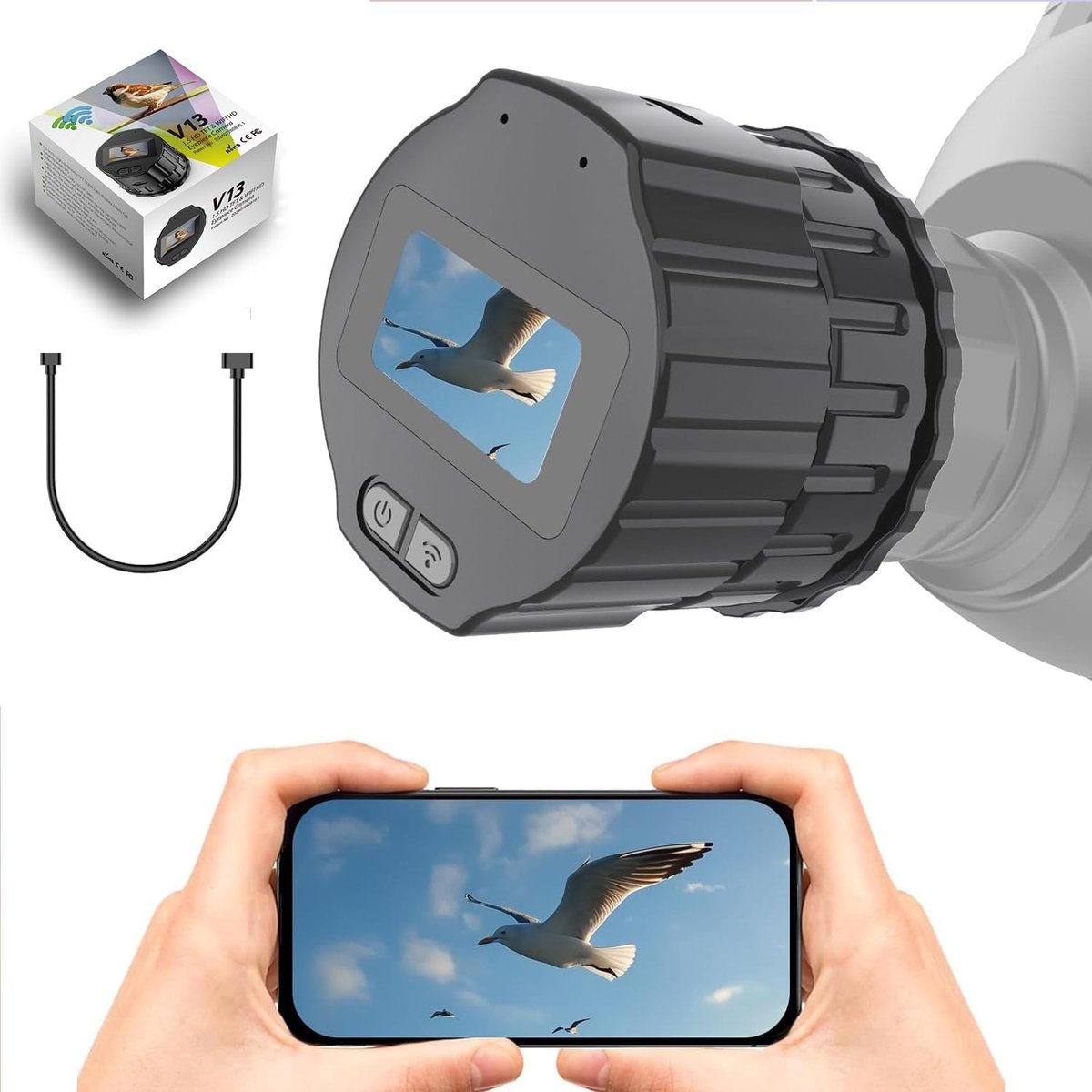 Wifi oculair camera 1,5 inch - 2,5K video - 1920 x 1080 pixels - voor telescopen en verrekijkers - ShopVlot