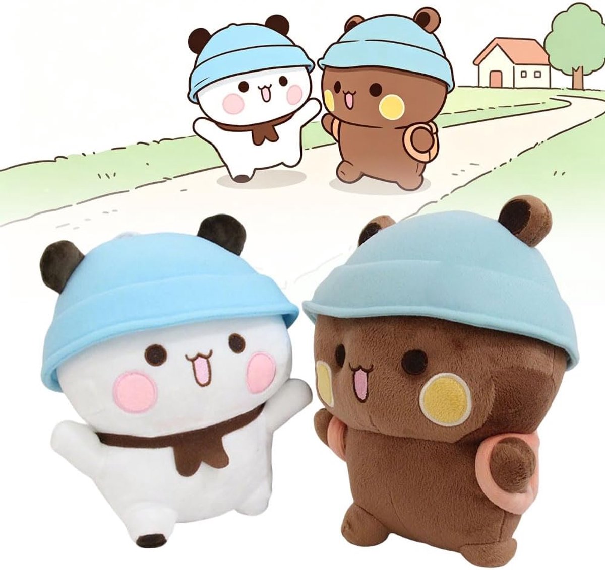 2 stuks Bubu Dudu pluche, 21 cm beer panda Bubu Dudu knuffeldier (A) | Bubu Dudu poppen, pandaber, knuffeldier, kussen, kindercadeau voor kinderen, meisjes en jongens