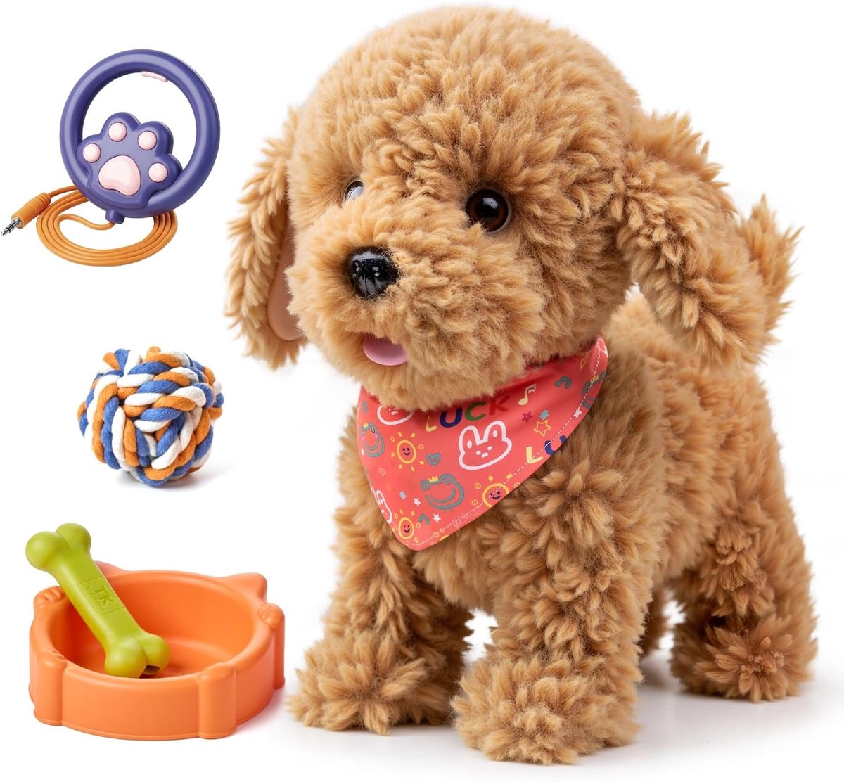 KIDS Interactief hond speelgoed voor kinderen, lopende hond met afstandsbediening lijn die loopt en blaft, speelhond kinderspeelgoed vanaf 2 3 5 6 jaar, baby knuffel honden - lopen, blaffen