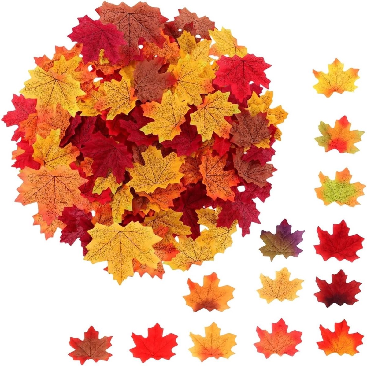 200 stuks kunstmatige esdoornbladeren herfstdecoratie strooidecoratie voor thuis Halloween party decoratie bos decoratie natuurlijke herfstbladeren simulatie decoratie