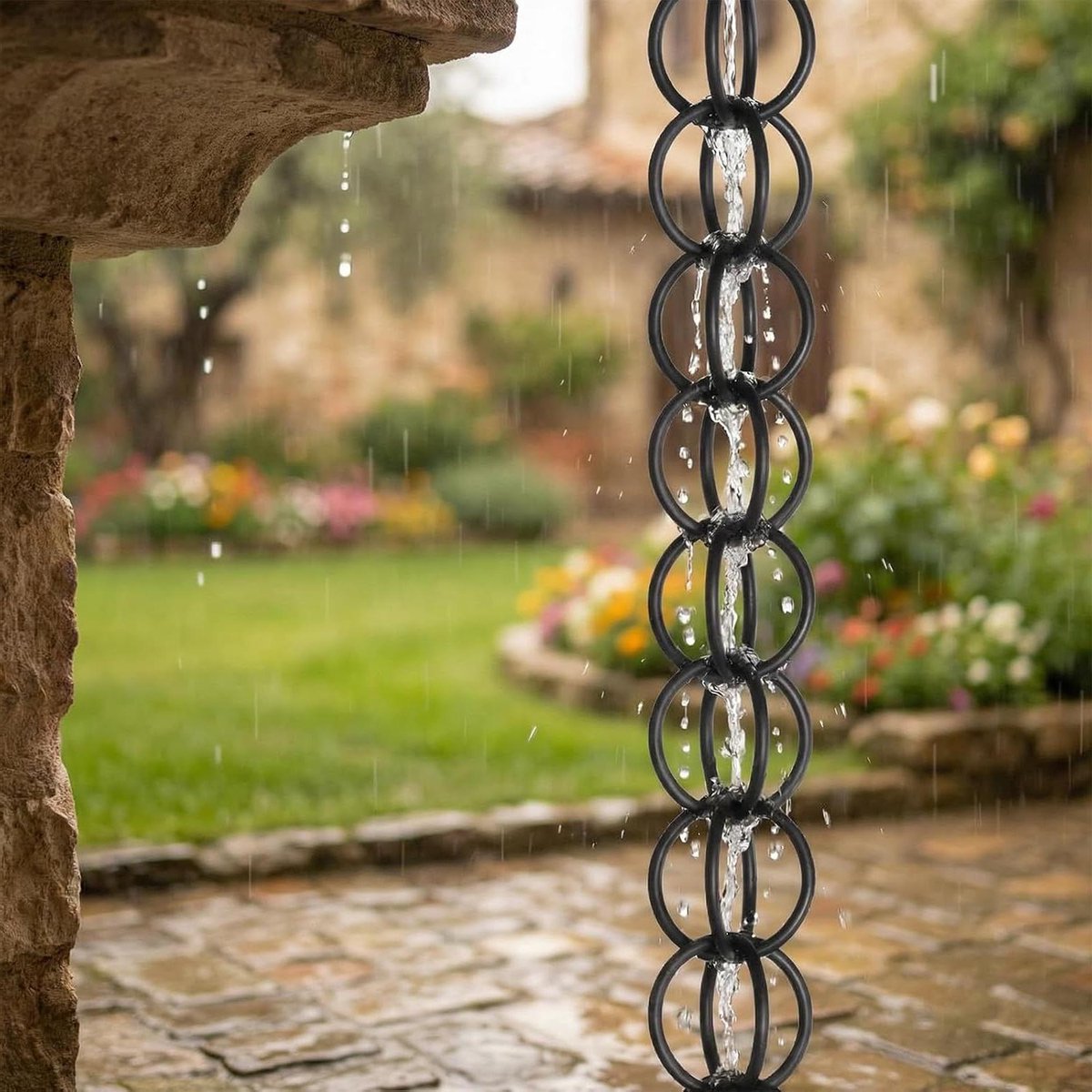Regenketting - Waterafvoer Ketting - Tuin Decoratie - Esthetisch Waterornament - 1.5 meter - Zwart