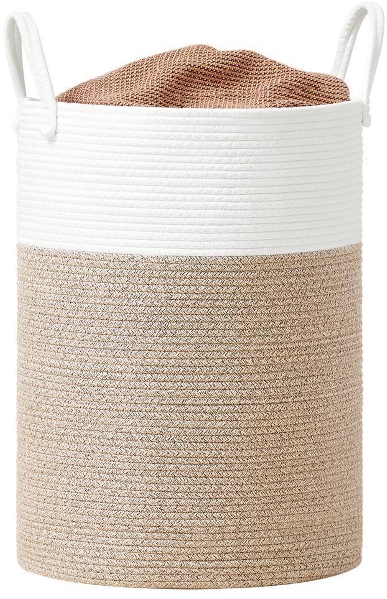 Wasmand - 80 liter wasmand voor kinderen - Katoenen touw - 40 x 40 x 60 cm - Wit