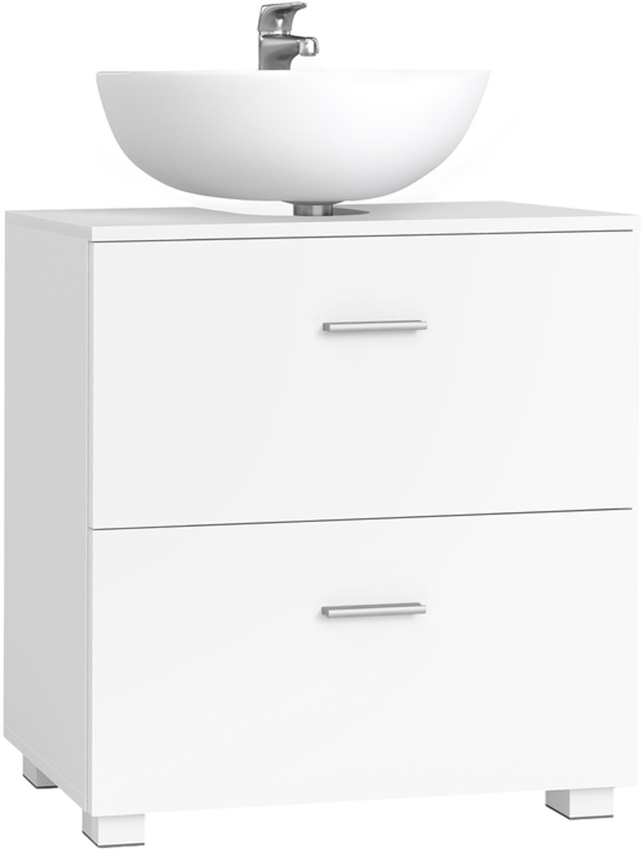 CUSTOS Collectie - Wastafelmeubel 30 x 60 x 63 - 8 cm met 2 grote lades - 30 x 60 x 63,8 cm - Wolkenwit