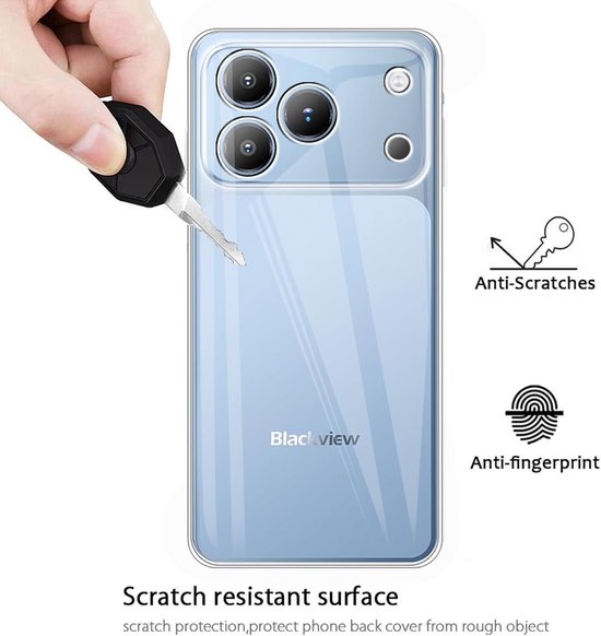 Beschermhoes voor Blackview Wave 7C met 2 stuks gehard glas - Zachte siliconen, schokbestendig, ultradun en krasbestendig TPU-design — afbeelding 3
