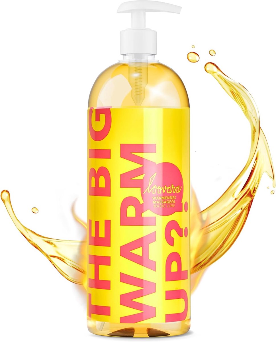 Loovara Massageolie XXL 1000 ml - The Big Warm Up – Erotische verwarmende liefdesolie, met zoete geur voor partnermassage, professionele rug- en shiatsu-massage, natuurlijke oliën