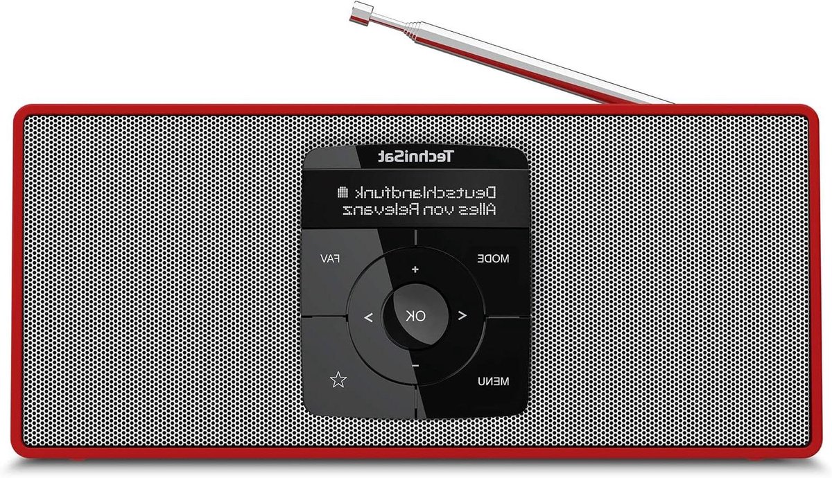 Draagbare DAB+ Radio - Stereo Radio - Muziek Luisteren - Met Accu - 24.5 cm - Rood Zilver