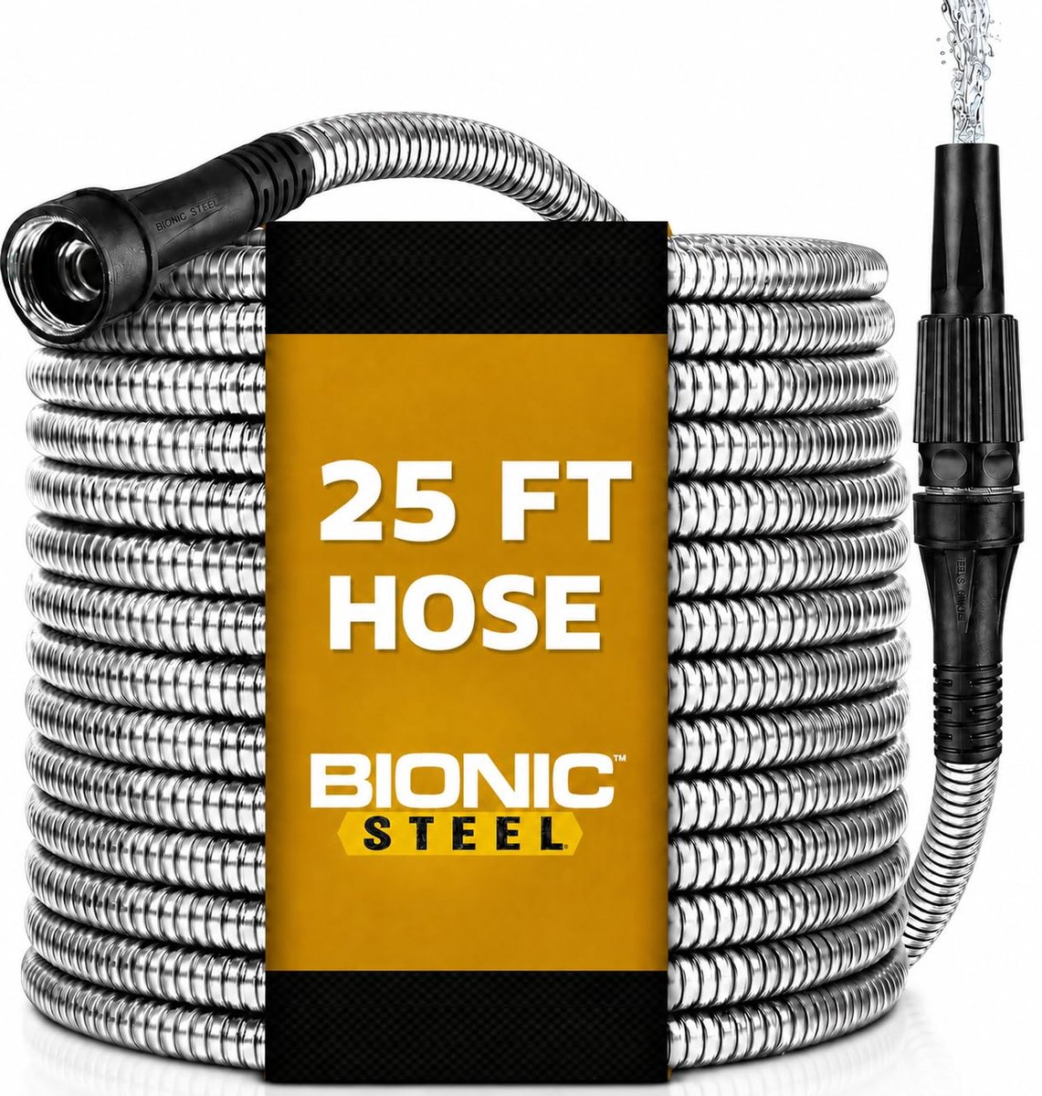 SnelShoppen - BIONIC STEEL Tuinslang 15m - Flexibele, Knikvrije, Breekbestendige Roestvrij Stalen Tuinslang met Mondstuk - Ultra Lichtgewicht Tuinslan