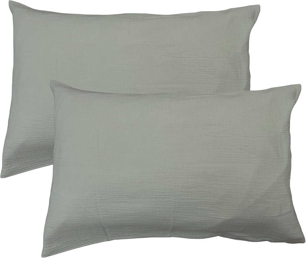SnelShoppen - Set van 2 Kussenhoezen, Effen Katoenen Gaas, 50 x 70 cm, 100% Katoen, Oeko-Tex, Kussenhoes 50 x 70 cm, Lichen, Perfect voor Woonkamer en