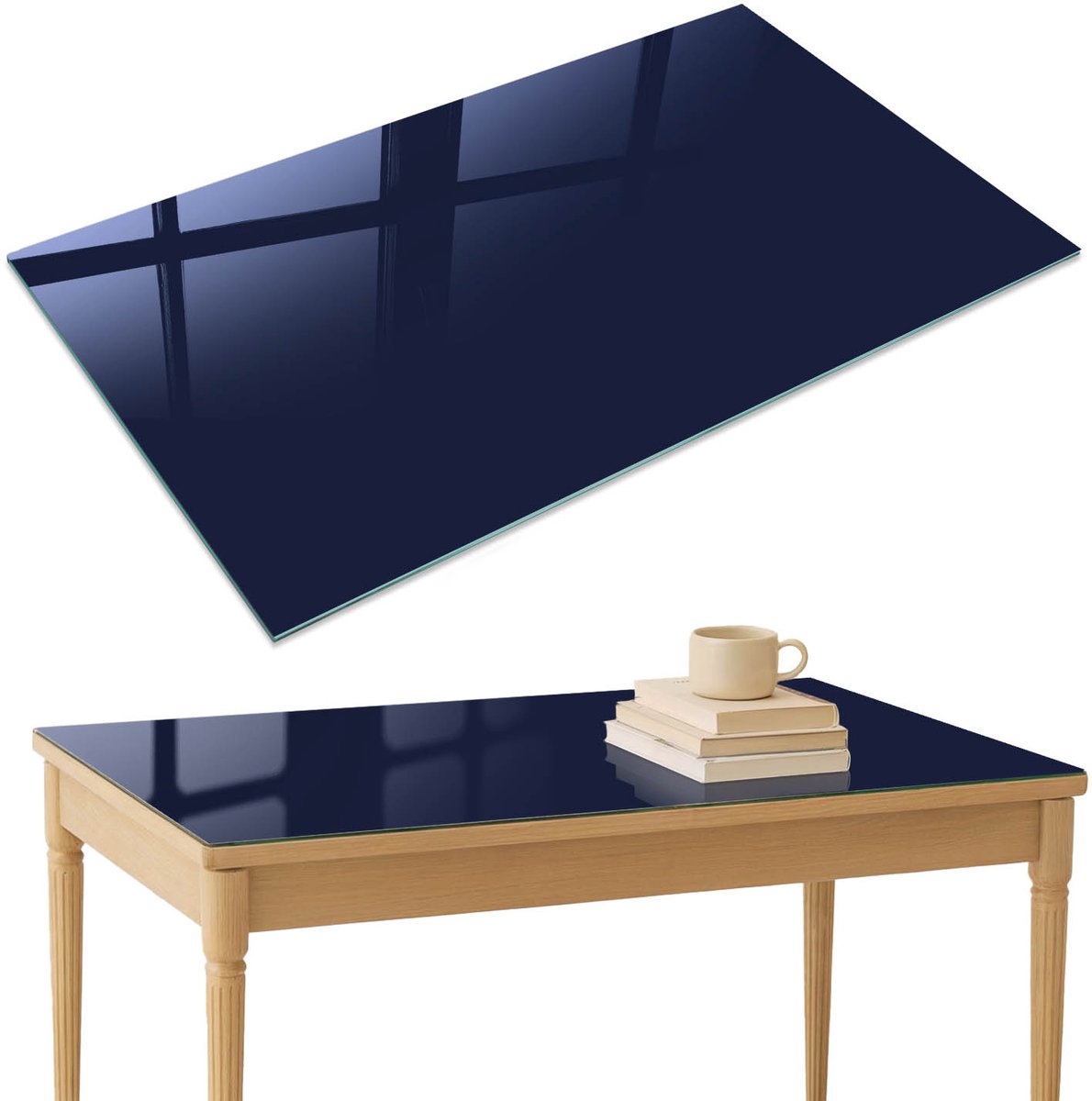 ArtPrintCave Donker marineblauw Glazen Tafelblad 120x80 cm - Tafelblad Rechthoek - Marine Terrastafel - Achtergronden en patronen Tafelblad Glas
