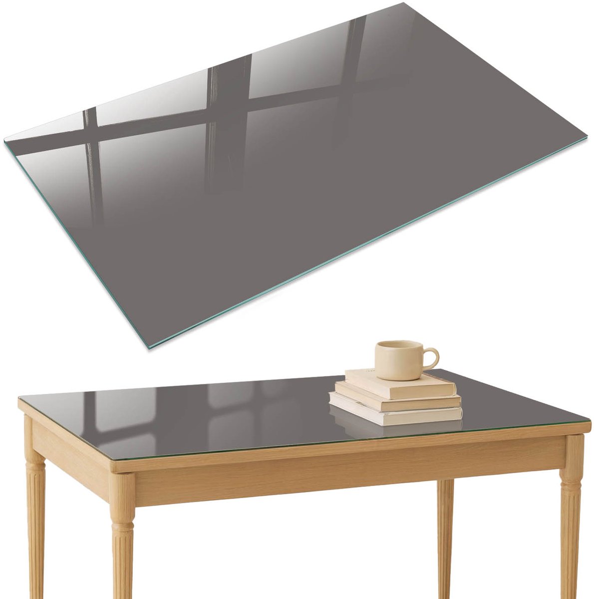 ArtPrintCave Donkergrijs Glazen Tafelblad 120x80 cm - Tafelblad Rechthoek - Blauw Eettafel Met Glasplaat - Achtergronden en patronen Glazen Eettafel