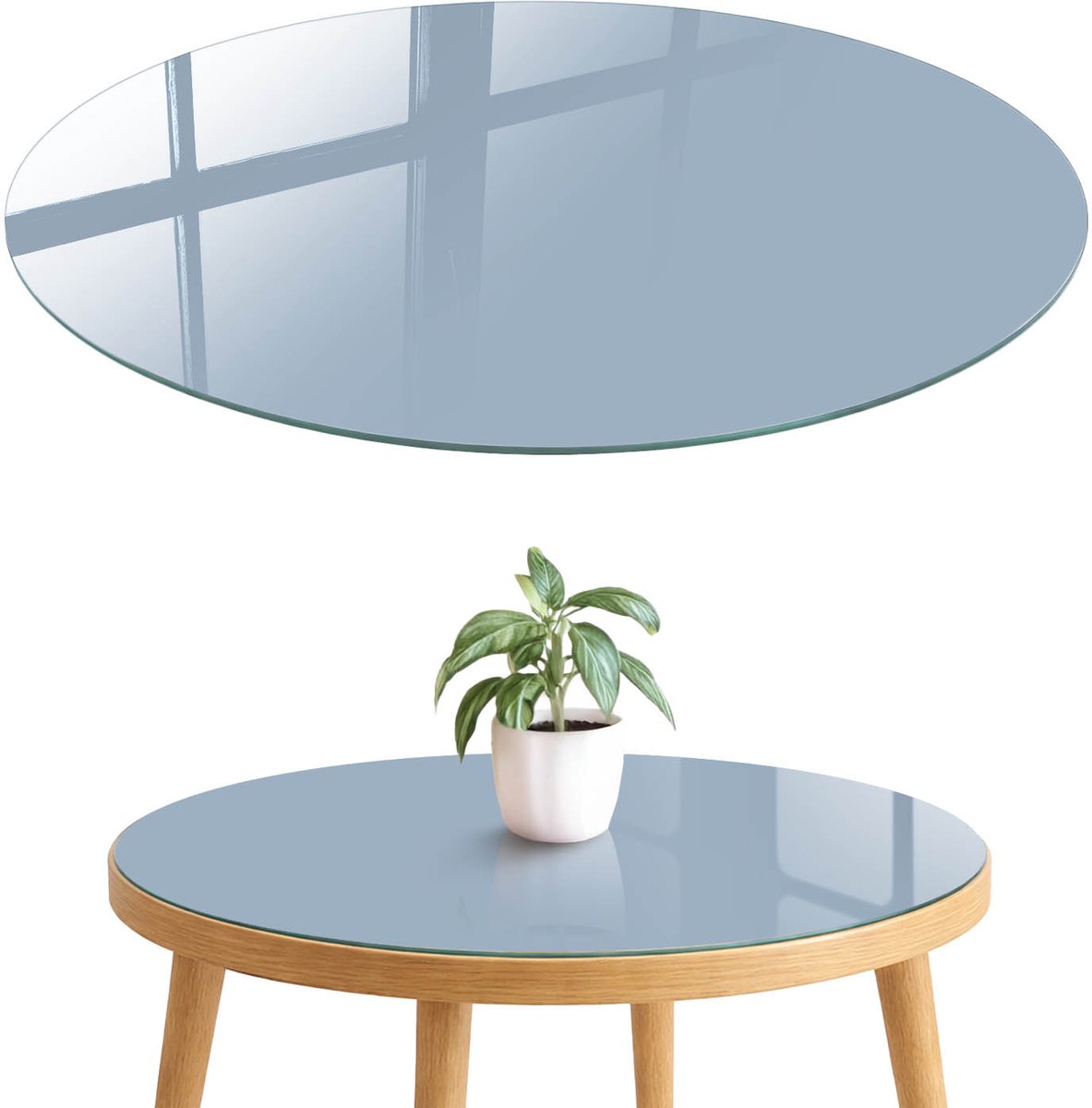 ArtPrintCave Pastelblauw Glazen Tafelblad fi70 cm - Tafelblad Rond - Blauw Bureaublad - Achtergronden en patronen Tafelblad Glas