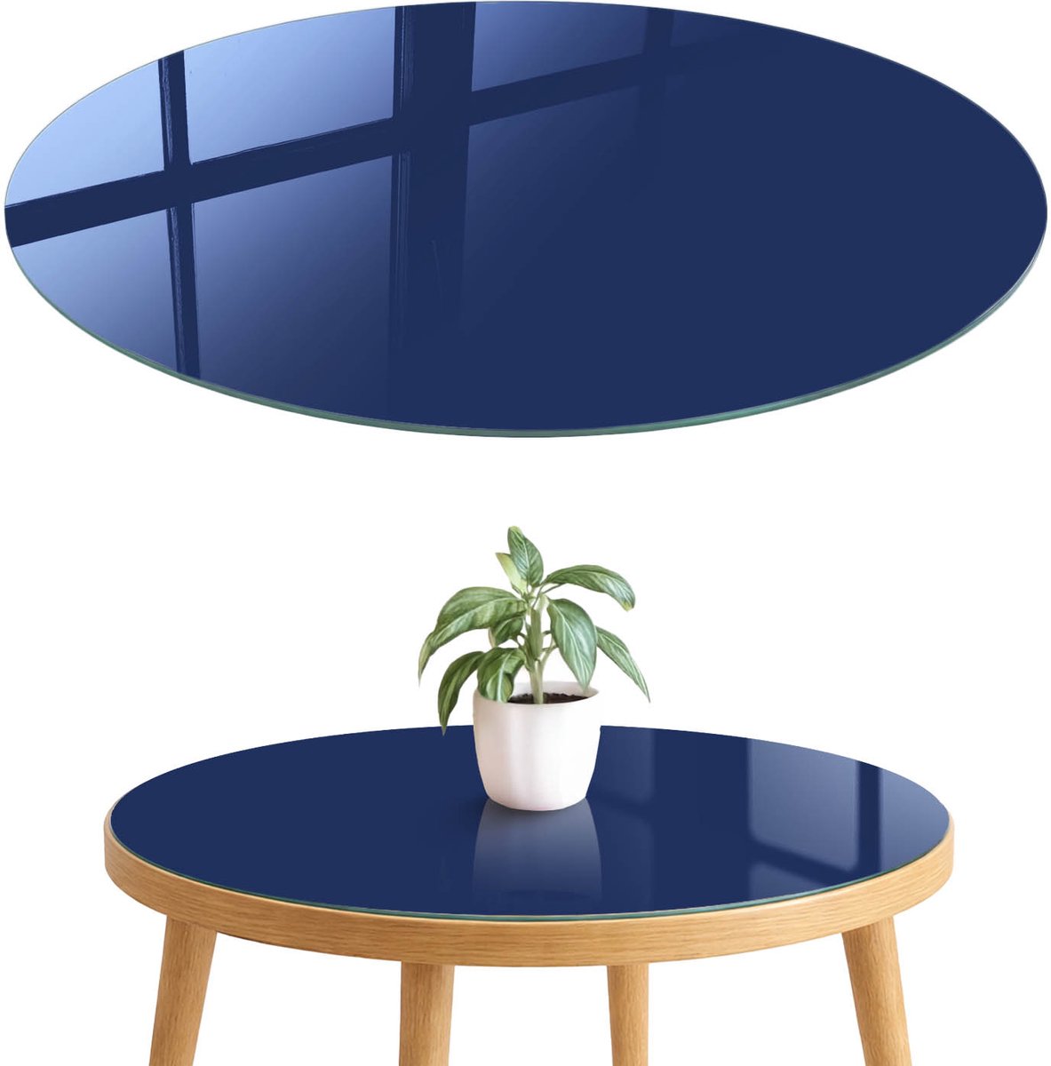 ArtPrintCave Levendig marineblauw Glazen Tafelblad fi70 cm - Tafelblad Rond - Marine Tafelblad Glas - Achtergronden en patronen Tafelblad Glas