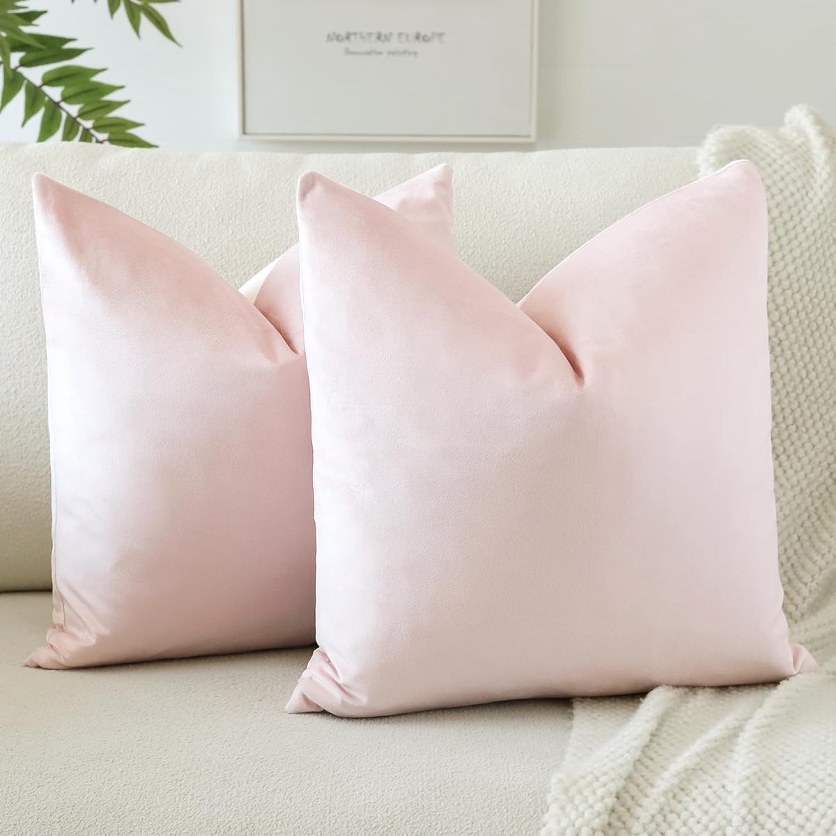 Set van 2 Zachte Velours Kussenhoezen 45x45 cm voor Decoratie van Woonkamer en Slaapkamer, Ideaal voor Bank en Stoelen