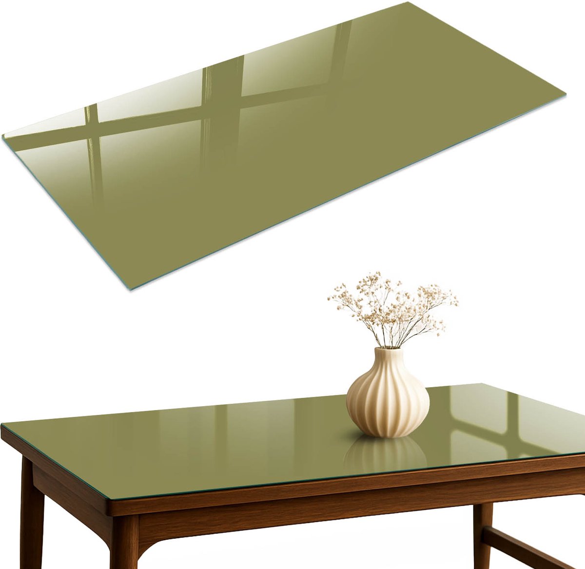 ArtPrintCave Groen gras Glazen Tafelblad 120x60 cm - Tafelblad Rechthoek - Geel Glazen Eettafel - Achtergronden en patronen Tafelblad Glas