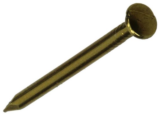 Messing spijker met ronde kop, 1,5 x 25 mm.