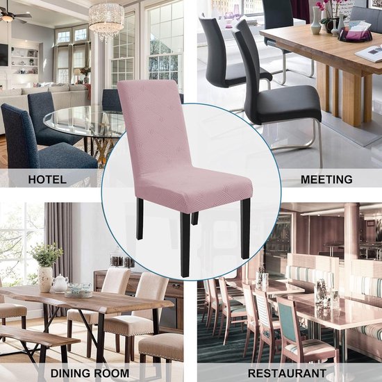 4-delige Universele Stoelhoezen Roze - Elastisch en Wasbaar voor Eetkamerstoelen van Merkloos — afbeelding 5