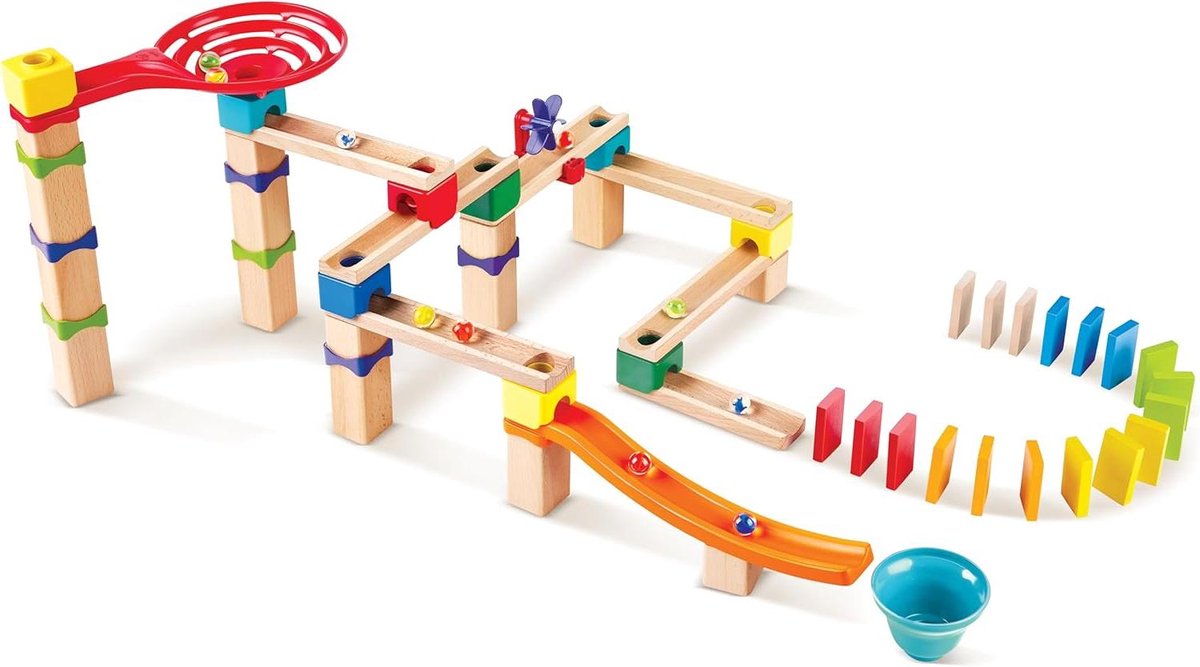 Knikkerbaan Spel - Racebaan Constructie - Creatief Bouwen Spelen - 81 Delige Set - Vanaf 3 Jaar - Bruin