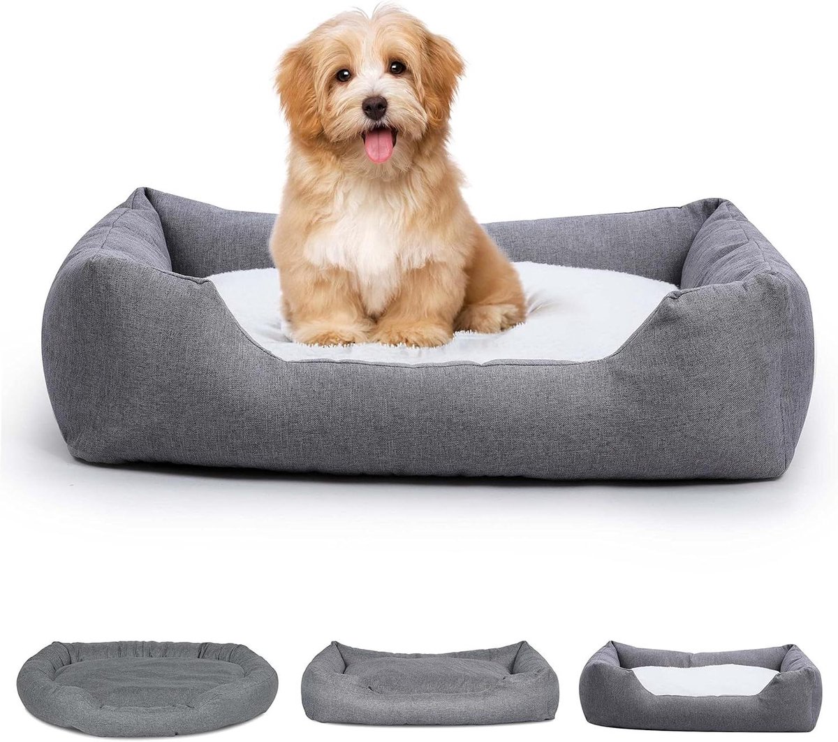 Hondenbed stof - Hondenmatras - Rustplek hond - Krasbestendig oppervlak - Maat L - Grijs