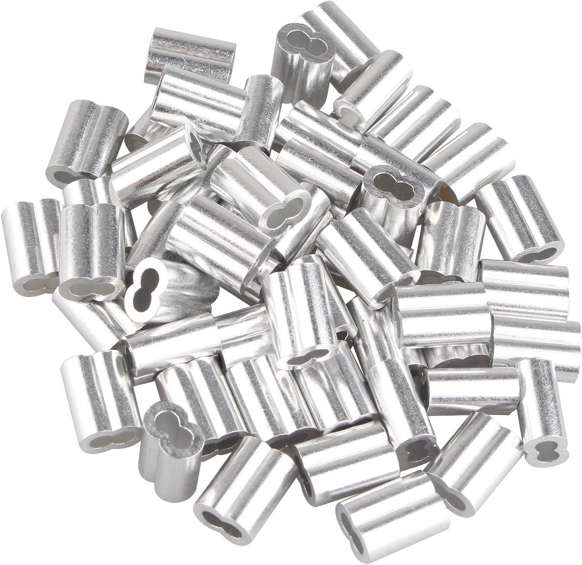 50 Stuks Aluminium Klemringen met Dubbele Ferrules voor 3mm Kabel en Touw - Duurzaam en Lichtgewicht Accessoire