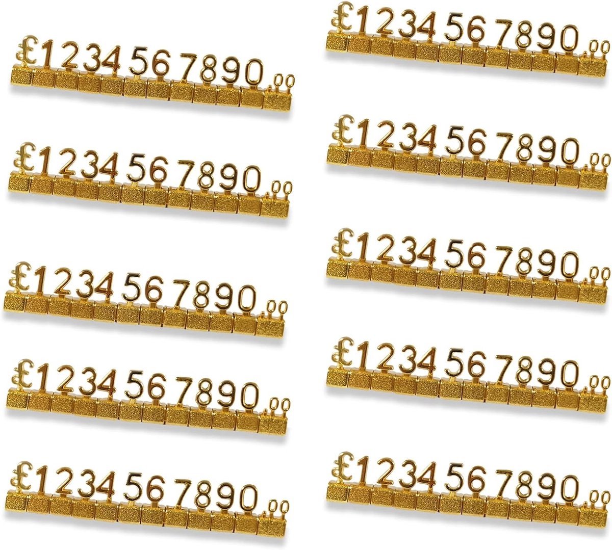 50 Stuks Digitale Prijslabels - 3D Metalen Rekken voor Verstelbare Prijscubes voor Winkel, Sieraad en Horloge Presentatie, Prijsmarkering en Labels in Goud