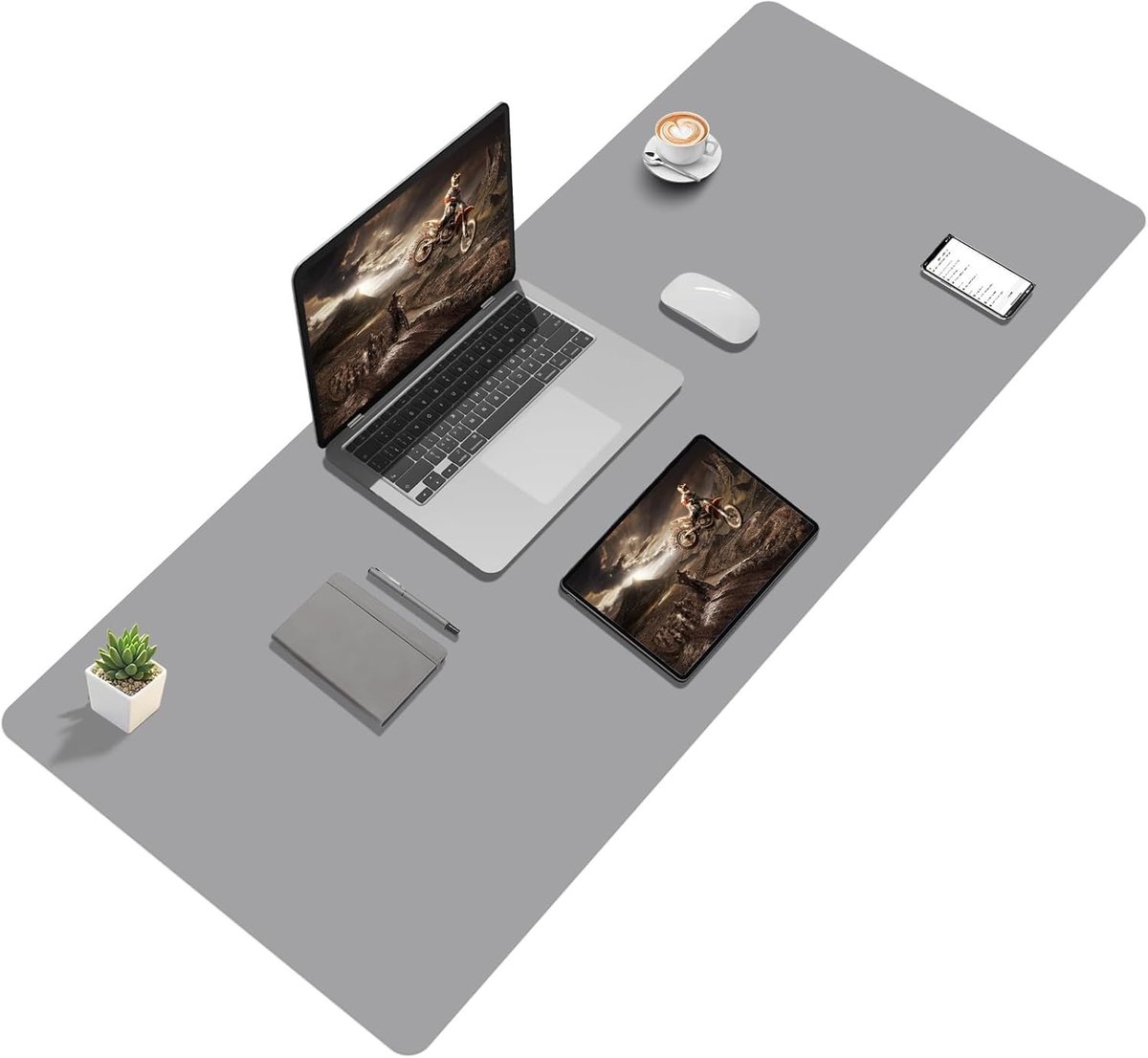 Bureauonderlegger in grijs-paarse kleur, 120x60 cm, ideaal voor kantoor en thuisgebruik