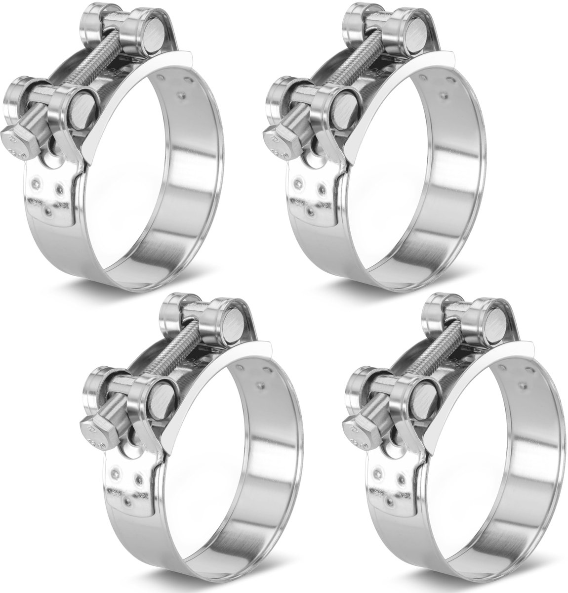 4 Stuks T-bout Slangklemmen Roestvast Staal Klembereik 60-63 mm, Breedte 22 mm, W4