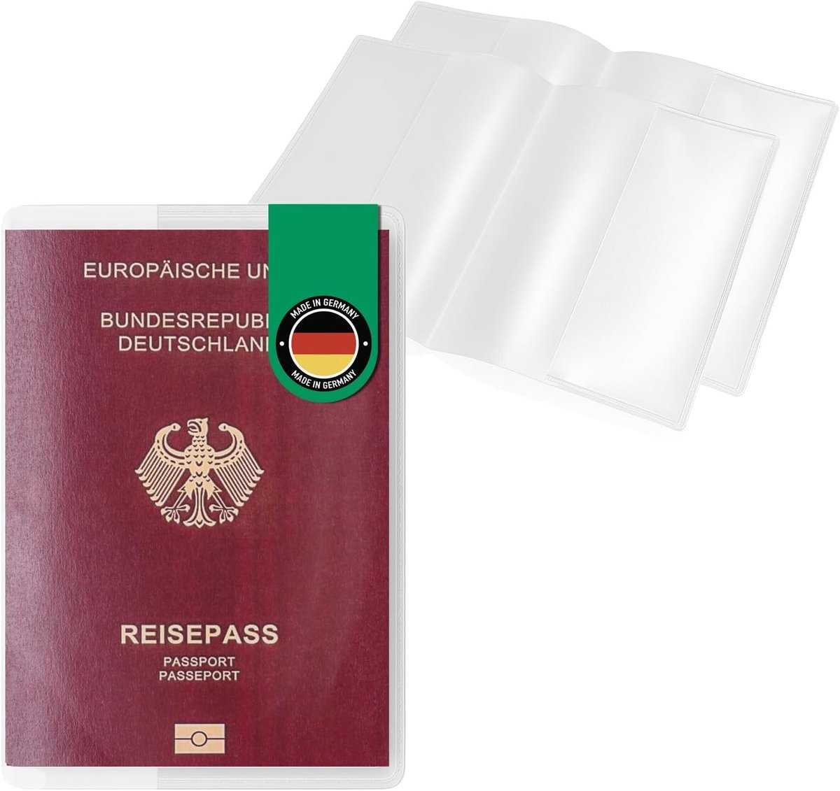 Thijox - Paspoorthoes Transparant Scheurvast Onuitwisbaar Made in Germany voor Nieuw Duits Paspoort 2017+, 2er Verpakking, Ideaal voor Reizen en Weeke