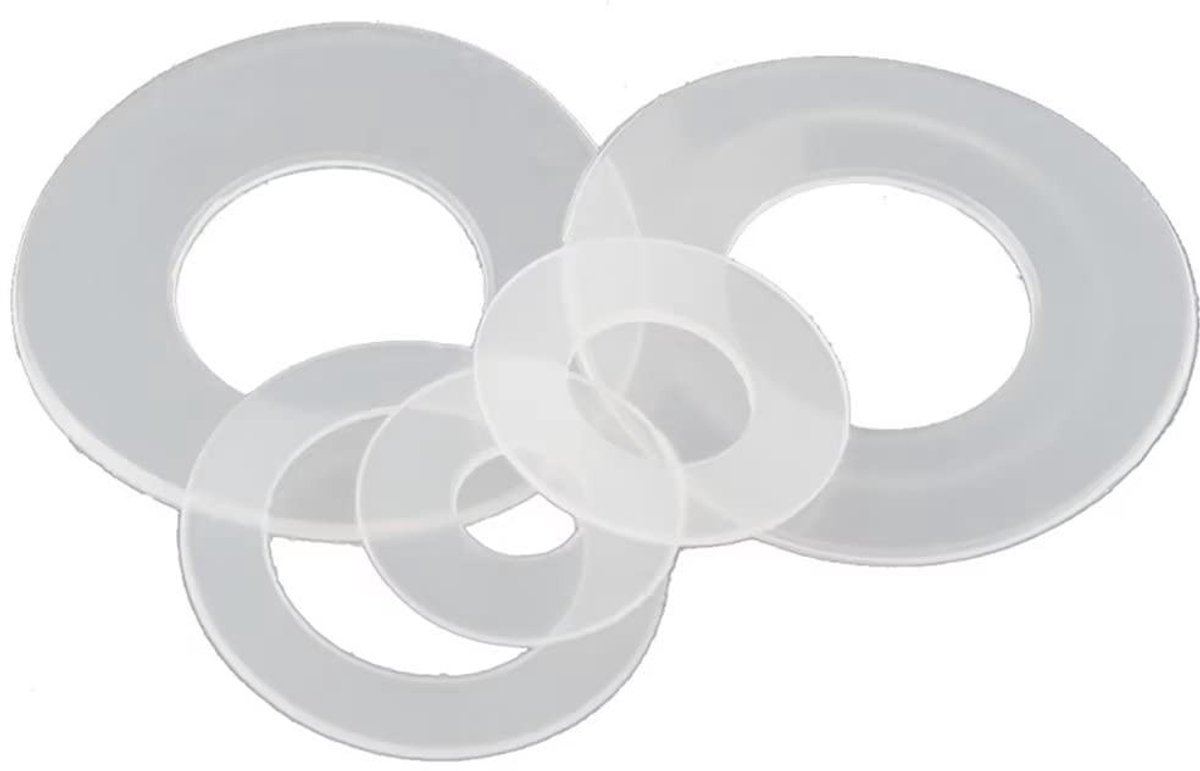 Inovra - Kunststof sluitringen - Platte sluitringen - 200 stuks - Helder - Nylon afdichting - Voor sanitair en automobiel - M6 x 11 x 0,8 mm