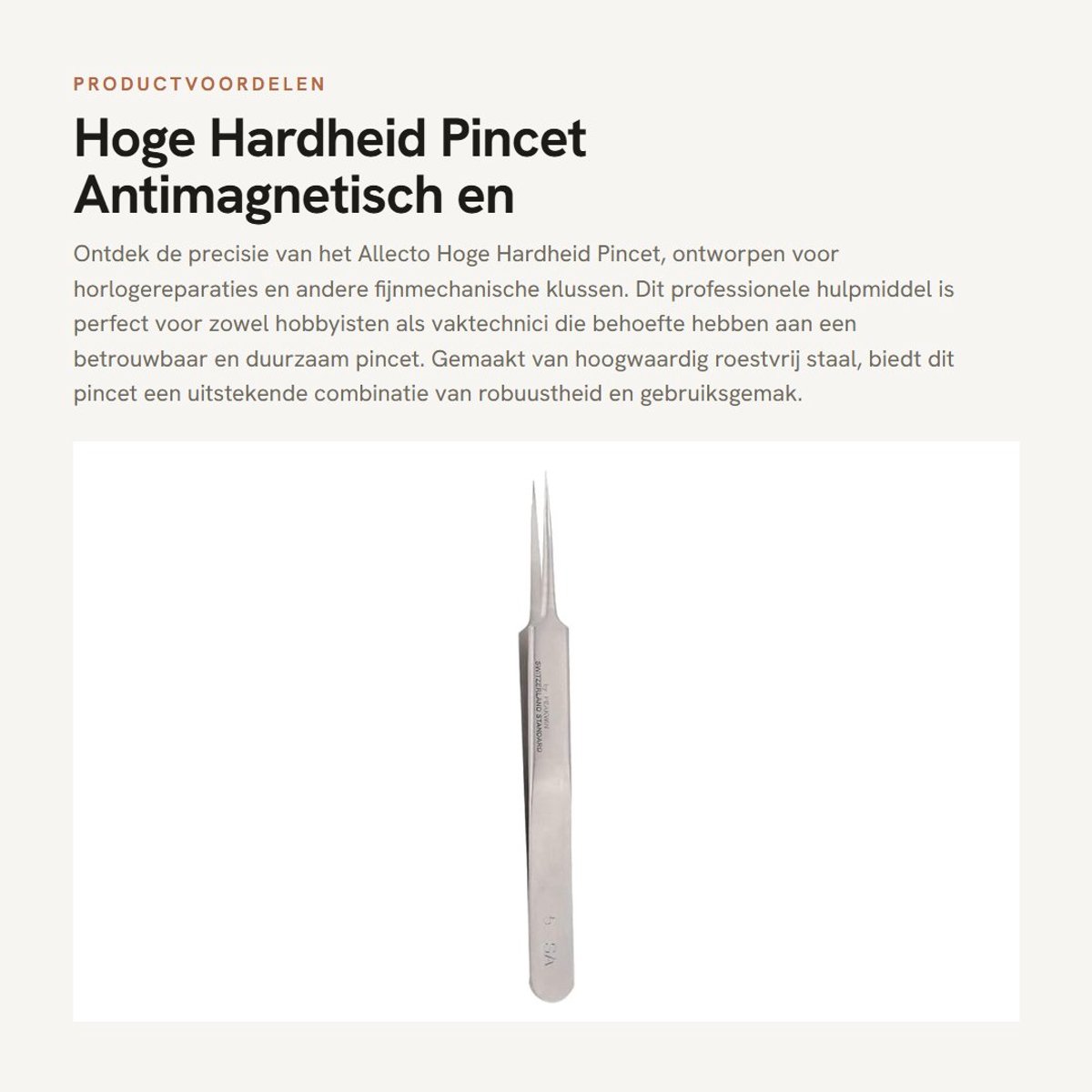 Inovra - Hoge Hardheid Pincet - Antimagnetisch en Zuurbestendig - Professioneel Hulpmiddel - Zilver - Voor Precisiewerk - Geschikt voor Horlogerep...