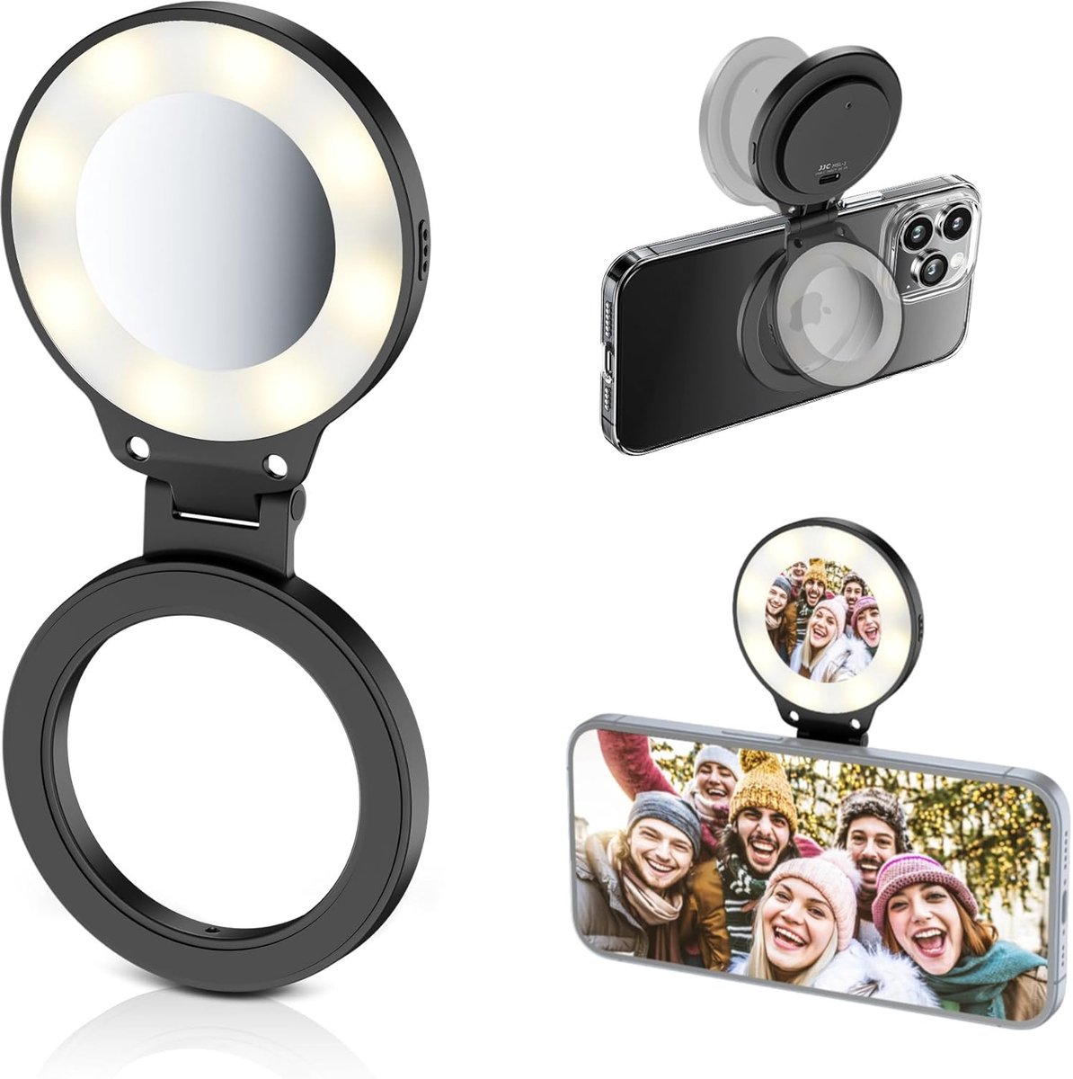 SnelShoppen - Magnetisch Selfielamp, Oplaadbare LED-Ringlamp voor Magsafe met Instelbare Helderheid, Draagbare Telefoonvullamp voor Alle Telefoons, Pe