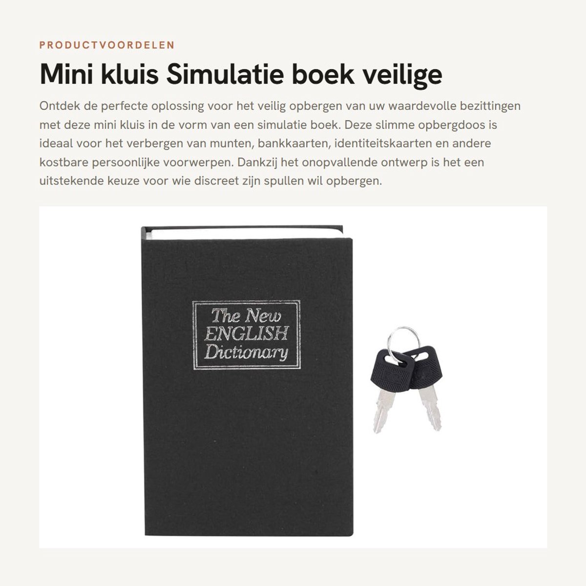Inovra- Kluis Mini Boek - Veiligheidsdoos - Metalen Slot - Roestvrij Staal - Duurzaam - Verstevigd met Sleutels - Opbergdoos