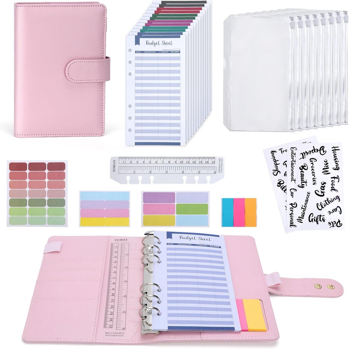 Budget Binder - Geld Planner - Geld Besparen - Inktbestendig Papier - A6 Formaat - Roze